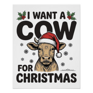 Funny Christmas Cow Vintage Holiday Shirt Design_1 Poster