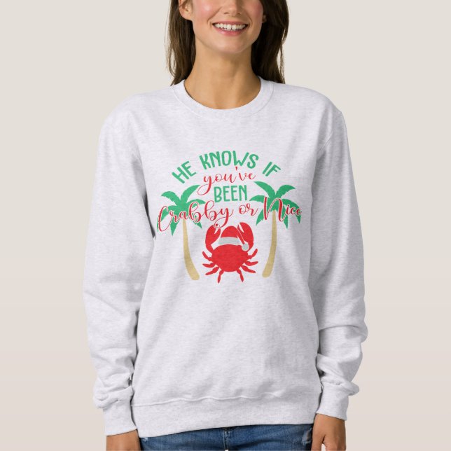 Funny Christmas Crab Pun Gift Sweatshirt (Front)