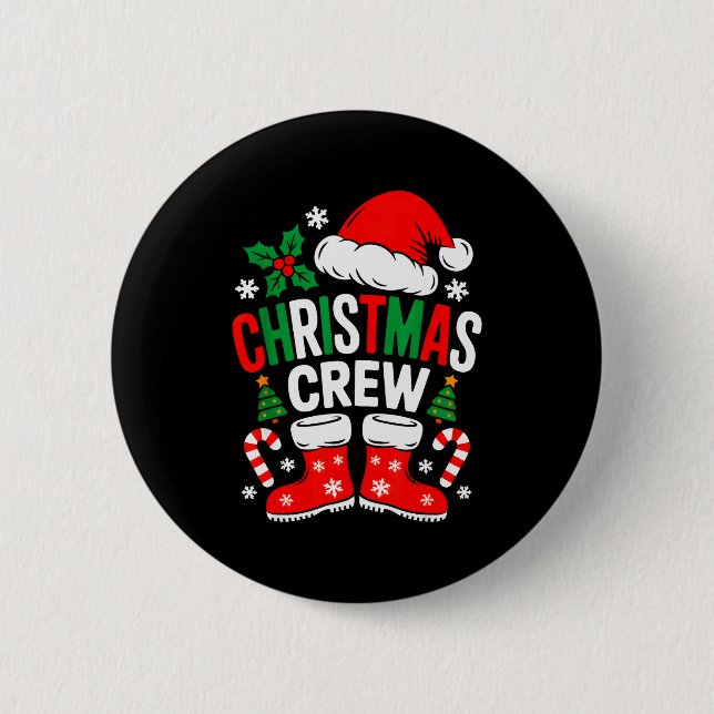 Funny Christmas Crew Xmas Squad Santa Family Pajam 6 Cm Round Badge (Front)