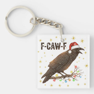 Funny Christmas Crow Raven F-CAW- F Key Ring