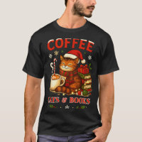 Funny Christmas Cute Coffee Cats Books Lover Women