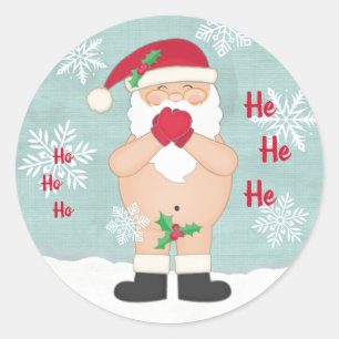 Funny Christmas Cute Custom Naughty Santa Classic Round Sticker