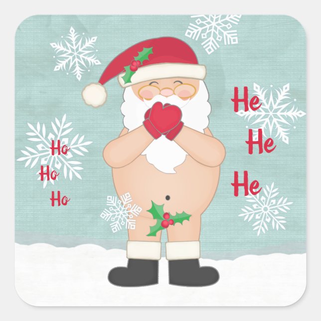 Funny Christmas Cute Custom Naughty Santa Square Sticker (Front)
