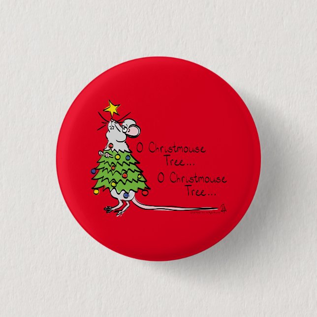 Funny Christmas Cute Mouse Tree Cartoon 3 Cm Round Badge (Front)