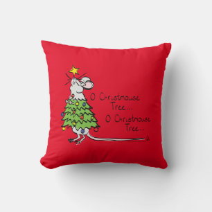 Funny Christmas Cute Mouse Tree Cartoon Cushion