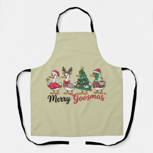 Funny Christmas Cute Xmas Goose Santa Apron