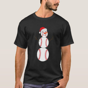 Funny Christmas Dabbing Baseball Snowman Xmas cele T-Shirt