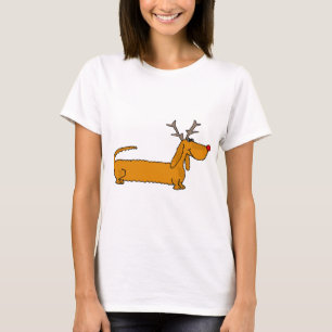 Funny Christmas Dachshund as Reindeer T-Shirt