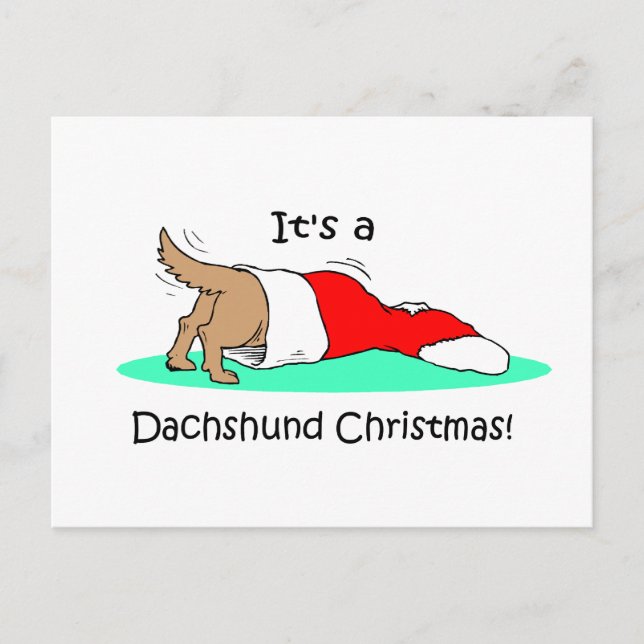 Funny Christmas Dachshund Holiday Postcard (Front)