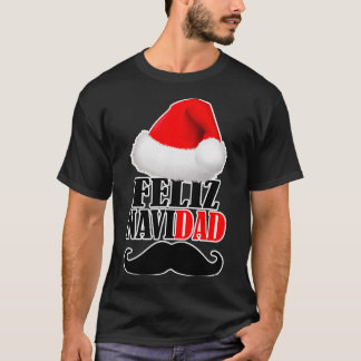 Funny Christmas Dad Moustache Feliz T-Shirt