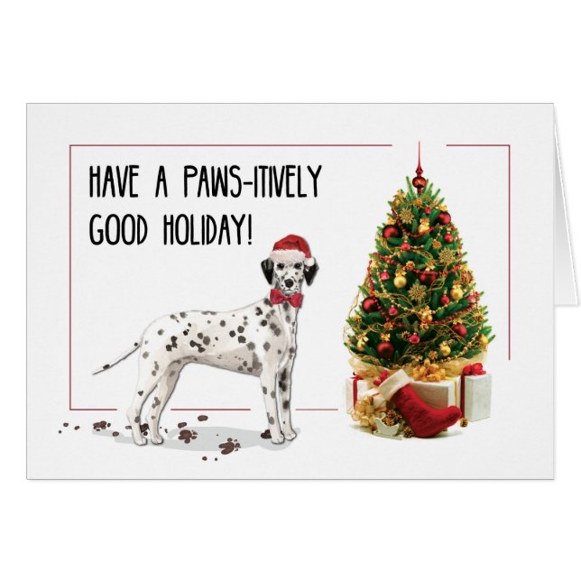 Funny Christmas Dalmation Dog and Tree (Front Horizontal)