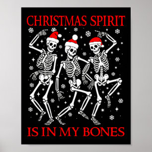 Funny Christmas Dancing Skeletons Christmas Spirit Poster