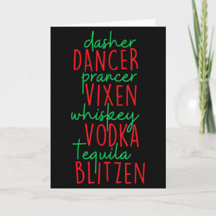 Funny Christmas Dasher Dancer Prancer Vixen Whiske Card