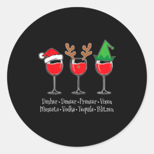Funny Christmas Dasher Dancer Prancer Vixen Whiske Classic Round Sticker