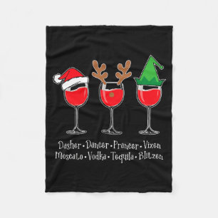 Funny Christmas Dasher Dancer Prancer Vixen Whiske Fleece Blanket