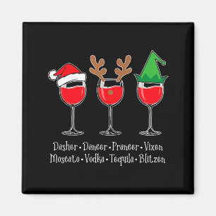 Funny Christmas Dasher Dancer Prancer Vixen Whiske Magnet