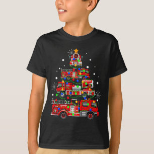 Funny Christmas Decor Firefighter Truck Christmas T-Shirt