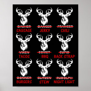 Funny Christmas Deer Bow Hunting Santa Poster