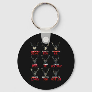 Funny Christmas Deer Hunters All Of Santa's Reinde Key Ring