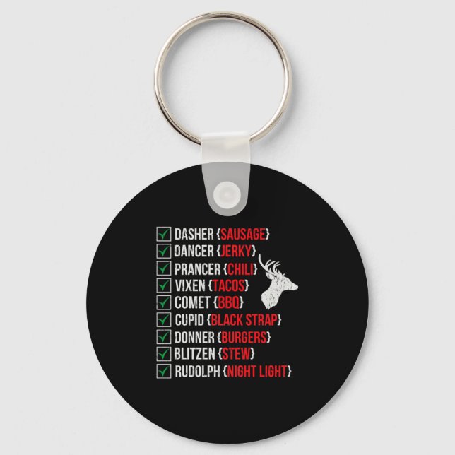 Funny Christmas Deer Hunters Santas Reindeer Meat  Key Ring (Front)