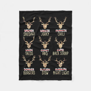 Funny Christmas Deer Hunting Hunters All Of Santa' Fleece Blanket