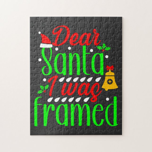 Funny Christmas design "Dear Santa i was framed" Jigsaw Puzzle (Vertical)