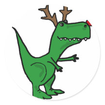 Funny Christmas Dinosaur as Reindeer