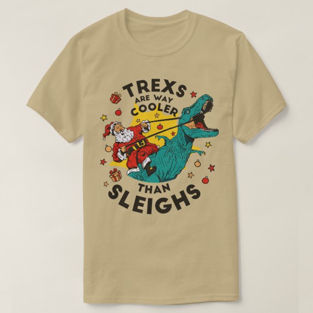 Funny Christmas Dinosaur T-Shirt (Design Front)