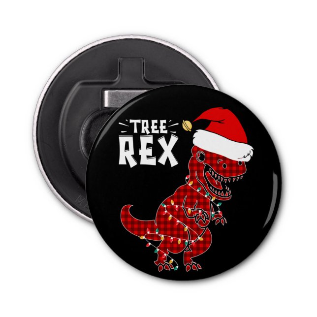 Funny Christmas Dinosaur Tree Rex Bottle Opener (Front)