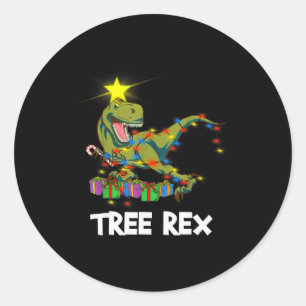 Funny Christmas Dinosaur Tree Rex Men Women Kids G Classic Round Sticker