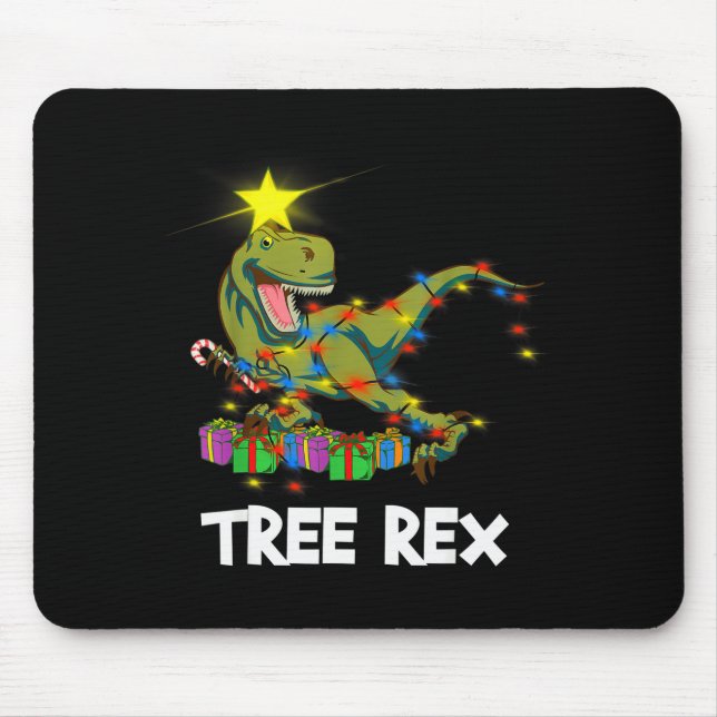 Funny Christmas Dinosaur Tree Rex Men Women Kids G Mouse Pad (Front)