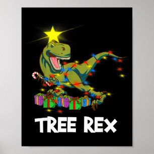 Funny Christmas Dinosaur Tree Rex Men Women Kids G Poster