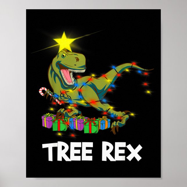 Funny Christmas Dinosaur Tree Rex Men Women Kids G Poster (Front)