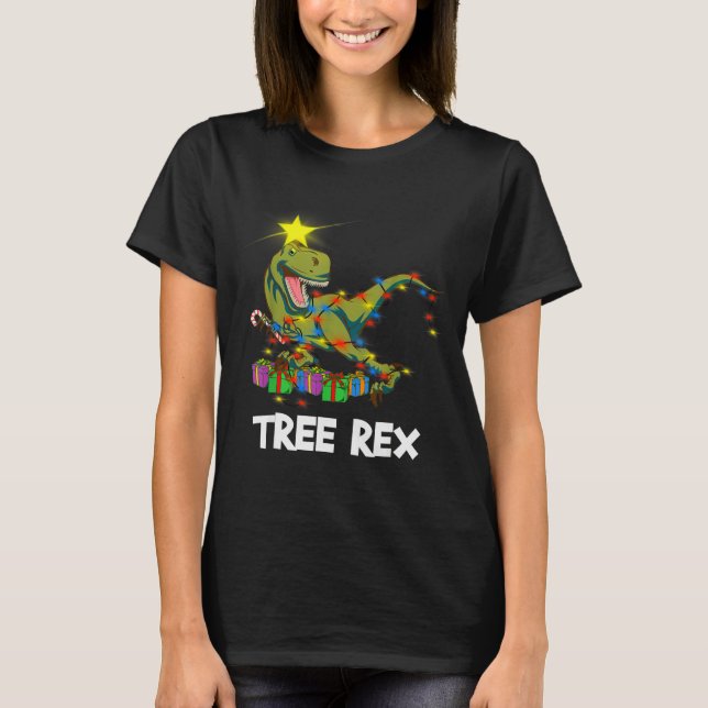 Funny Christmas Dinosaur Tree Rex Men Women Kids G T-Shirt (Front)