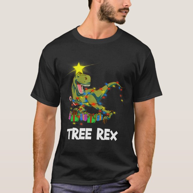 Funny Christmas Dinosaur Tree Rex Men Women Kids G T-Shirt (Front)
