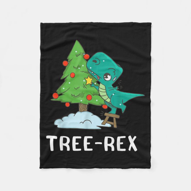 Funny Christmas Dinosaurs Christmas Tree Rex Cute  Fleece Blanket (Front)