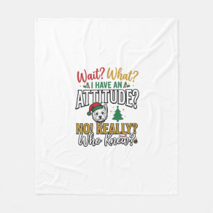 Funny Christmas Dog Attitude Quote Vintage Shirt D Fleece Blanket