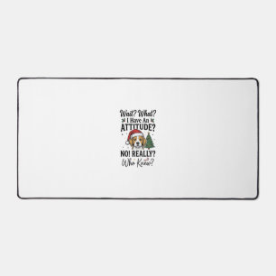 Funny Christmas Dog Attitude Vintage Engraving Shi Desk Mat