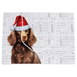 Funny Christmas Dog Boykin Spaniel Holiday Large Gift Bag