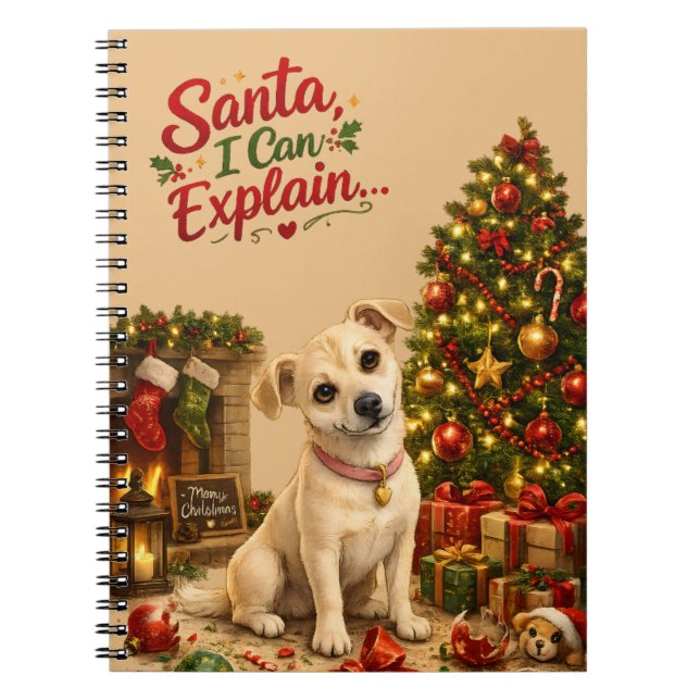 Funny Christmas Dog Illustration Notebook (Front)