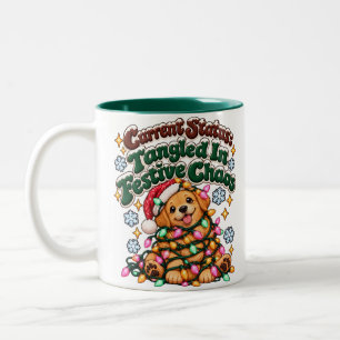 Funny Christmas Dog Lights Sarcastic Winter  Two-Tone Coffee Mug