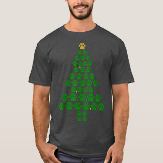 Funny Christmas Dog Paw Tree XMAS Dog Paw Christma T-Shirt