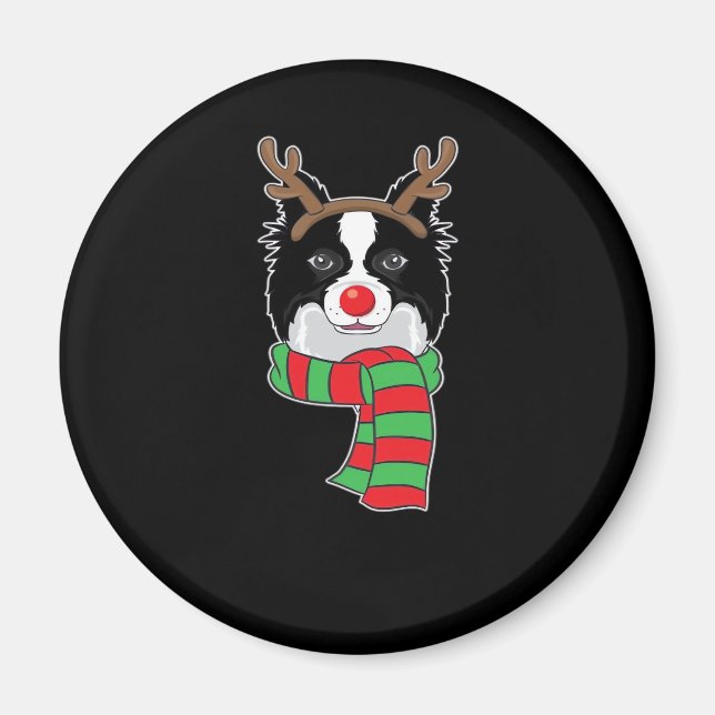 Funny Christmas Dog Xmas Reindeer Border Collie Ho Magnet (Front)