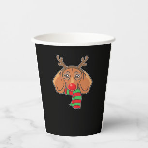Funny Christmas Dog Xmas Reindeer Dachshund Holida Paper Cups