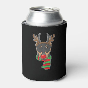 Funny Christmas Dog Xmas Reindeer Doberman Holiday Can Cooler