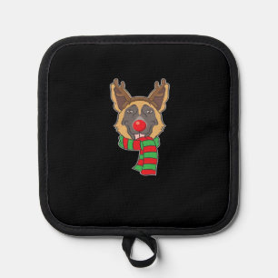 Funny Christmas Dog Xmas Reindeer German Shepherd  Pot Holder