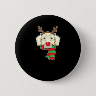 Funny Christmas Dog Xmas Reindeer Golden Retriever 6 Cm Round Badge