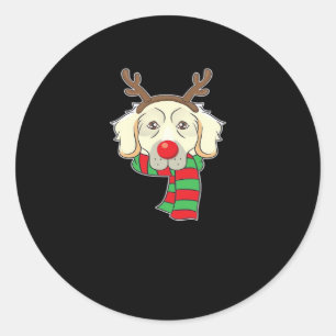 Funny Christmas Dog Xmas Reindeer Golden Retriever Classic Round Sticker