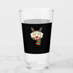 Funny Christmas Dog Xmas Reindeer Golden Retriever Glass