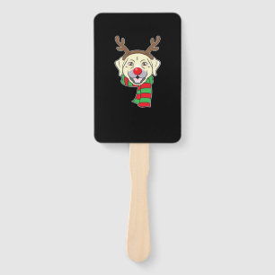 Funny Christmas Dog Xmas Reindeer Labrador Holiday Hand Fan
